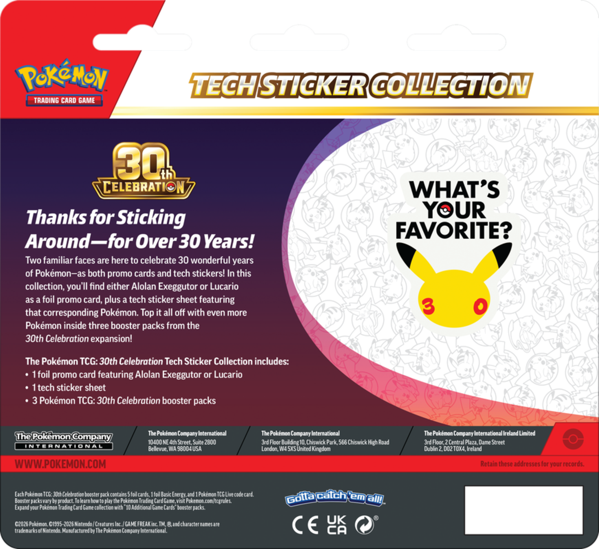 Pokémon TCG: 30th Celebration -- Tech Sticker Collection