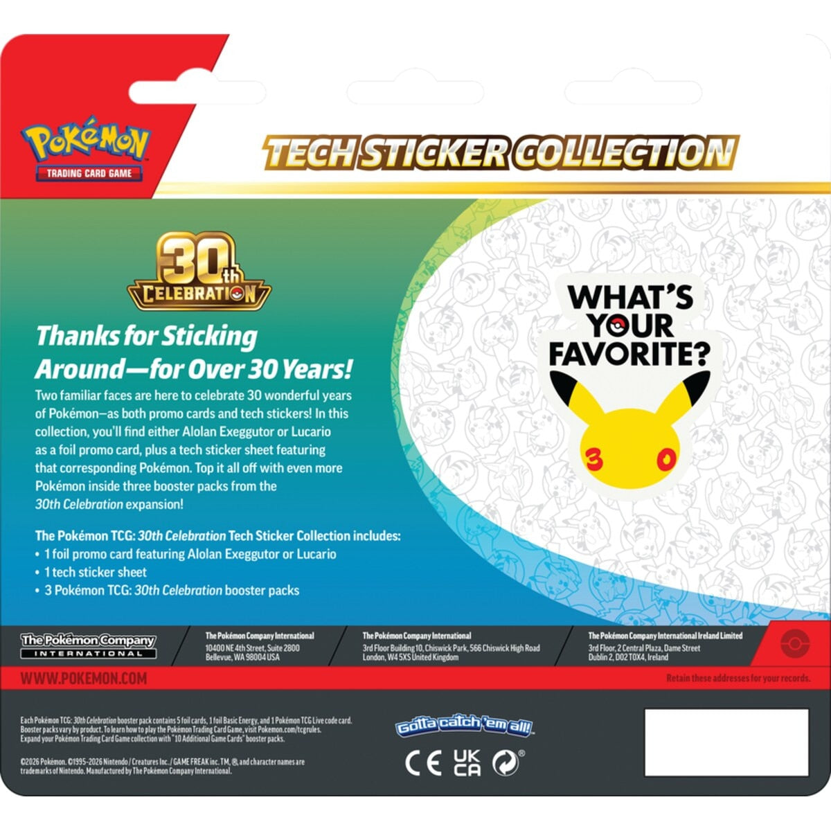 Pokémon TCG: 30th Celebration -- Tech Sticker Collection