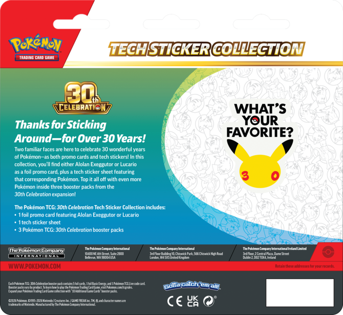 Pokémon TCG: 30th Celebration -- Tech Sticker Collection