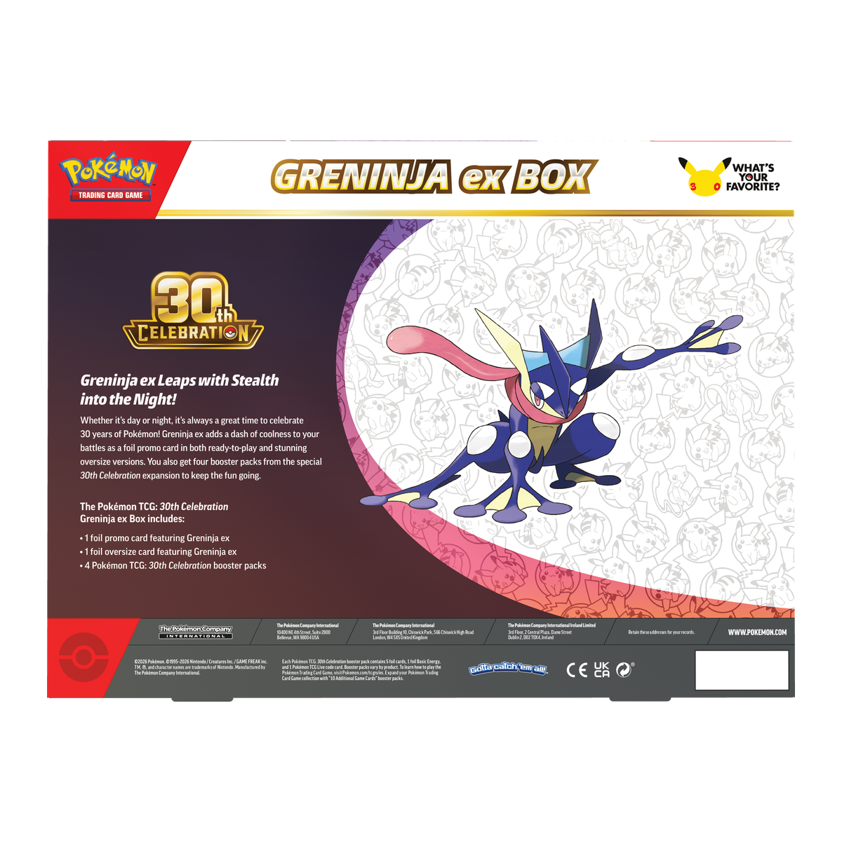 Pokémon TCG: 30th Celebration -- Sylveon ex Box or Greninja ex Box